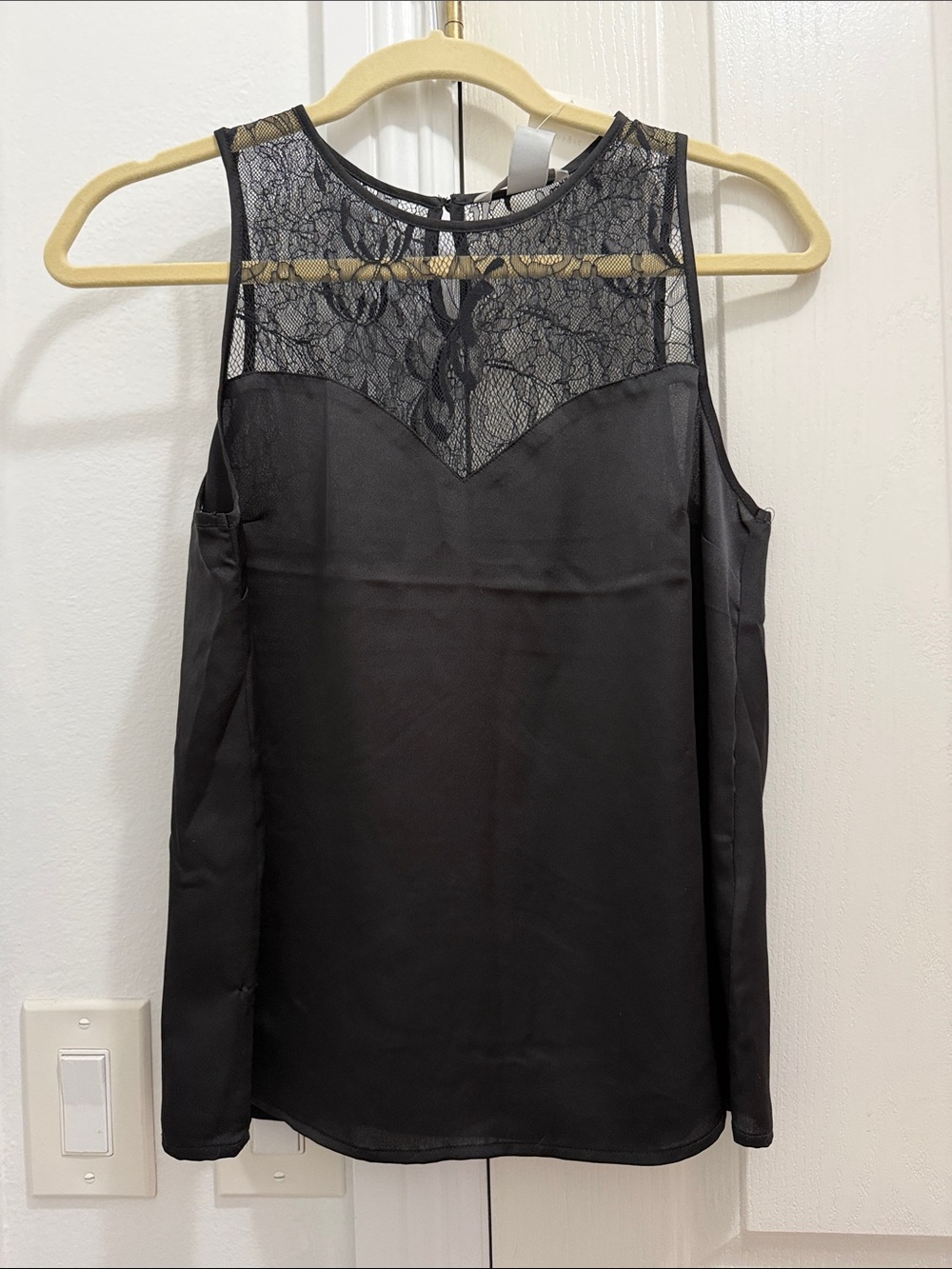 H&M Black Lace Yoke Sleeveless Slip Top